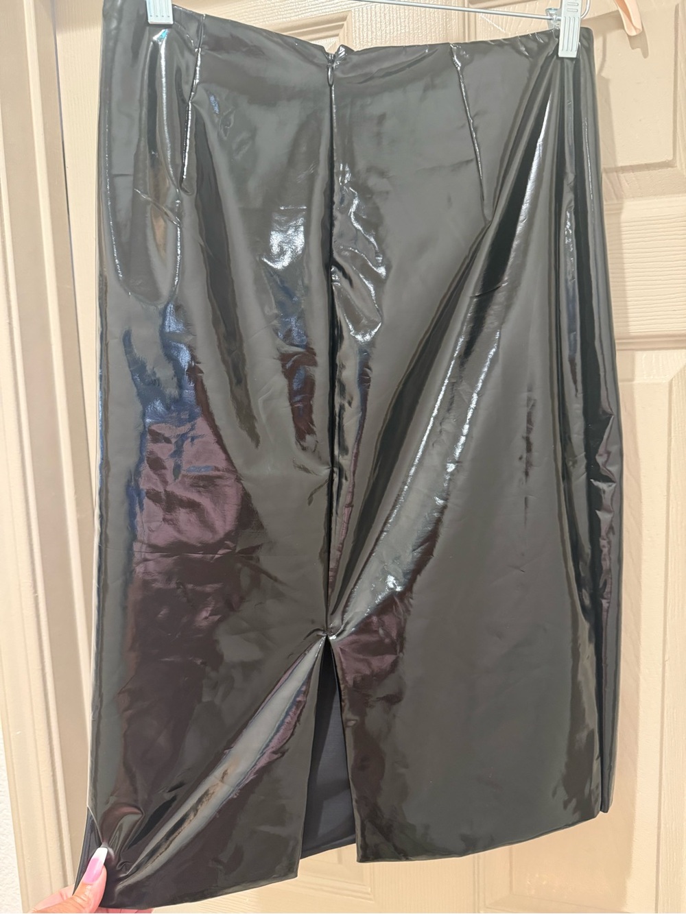 Victoria's Secret Shiny Black Faux Patent Midi Skirt - Picture 2 of 4